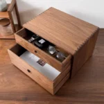 Wooden 2-Layer Desktop Storage Box with Drawer for Office Documents - Image 4