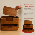 Handcrafted Solid Wood Cable Management Box for Home Office - Image 2