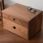 Wooden 2-Layer Desktop Storage Box with Drawer for Office Documents - Image 5
