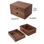 Wooden 2-Layer Desktop Storage Box with Drawer for Office Documents - Image 2