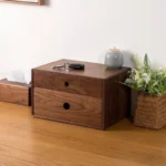 Wooden 2-Layer Desktop Storage Box with Drawer for Office Documents - Image 3