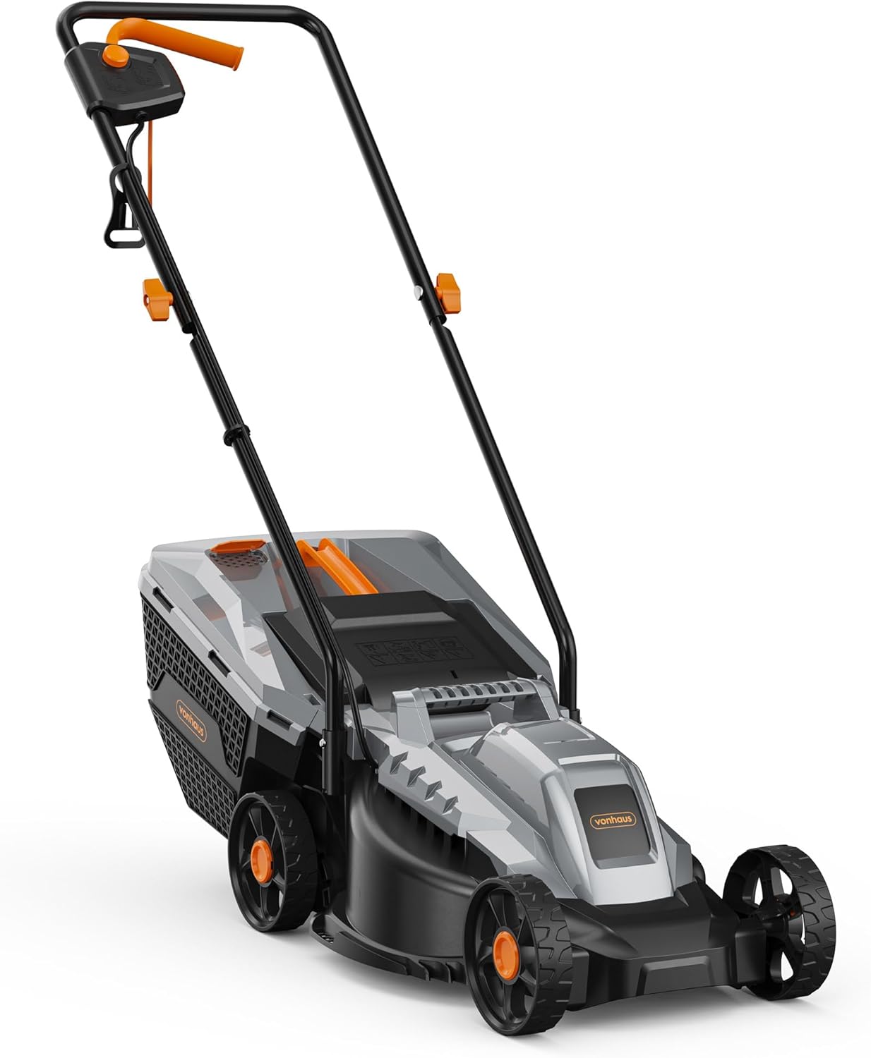 713Ro8lnnoL._AC_SL1500.jpg VonHaus Lawnmower 1200W – Electric Corded Lawn Mower for all Types of Grass – 30L Collection Bag, 320mm Working Width, 10m Cable, Foldable Height Adjustable Handlebar, 3 Depth Settings, Carry Handle - Image 1