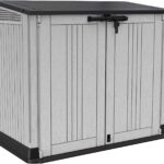 Keter Store It Out Nova Outdoor Garden Furniture Storage Shed Light Grey with Dark Grey Lid | Fade Free | All Weather Resistant | Safe and Secure | Zero Maintenance | 5 year Warranty