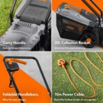 VonHaus Lawnmower 1200W – Electric Corded Lawn Mower for all Types of Grass – 30L Collection Bag, 320mm Working Width, 10m Cable, Foldable Height Adjustable Handlebar, 3 Depth Settings, Carry Handle - Image 3